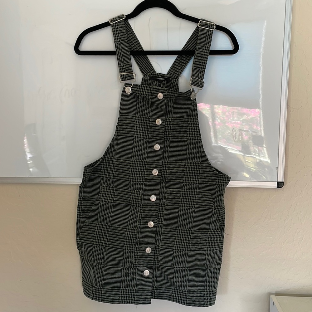 Corduroy Overall Dress, Forever21, Sage/Black, Never worn, still has the tag